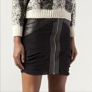IRO Filera braided leather silk mini skirt